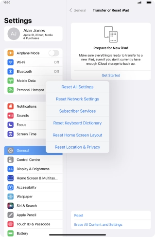 Press Reset All Settings. Press Reset All Settings.