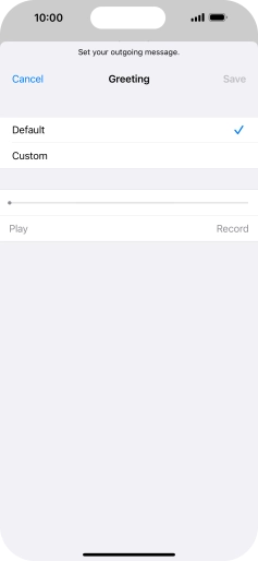Press Default to select the default greeting. Press Default to select the default greeting.