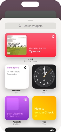 Press the required widget. Press the required widget.