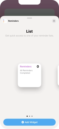 Slide your finger right or left on the screen to select the required widget size. Slide your finger right or left on the screen to select the required widget size.