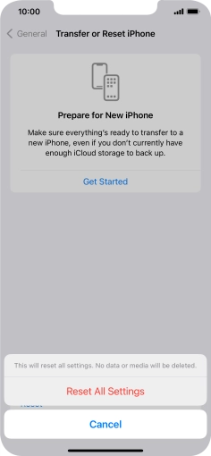Press Reset All Settings. Press Reset All Settings.