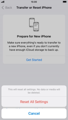Press Reset All Settings. Press Reset All Settings.