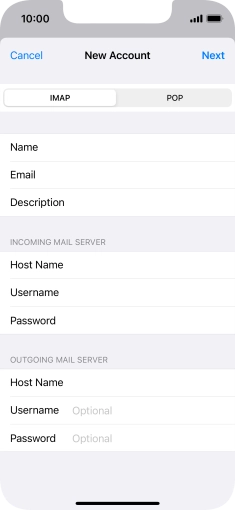 Press Username and key in the username for your email account. Press Username and key in the username for your email account.