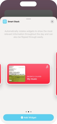 Slide your finger right or left on the screen to select the required widget size. Slide your finger right or left on the screen to select the required widget size.