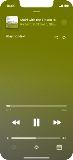 Press the shuffle icon to turn the function on or off. Press the shuffle icon to turn the function on or off.