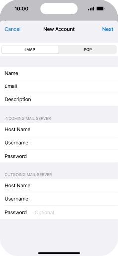 Press Password and key in the password for your email account. Press Password and key in the password for your email account.