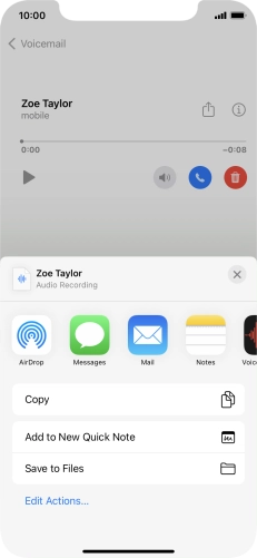 Press the required setting and follow the instructions on the screen to share or save the message. Press the required setting and follow the instructions on the screen to share or save the message.