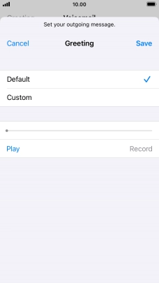 Press Default to select the default greeting. Press Default to select the default greeting.
