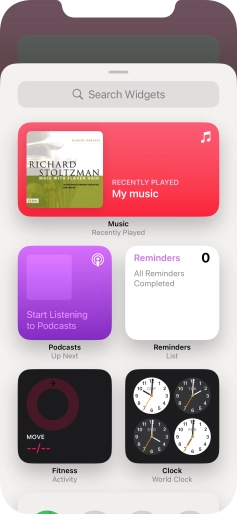 Press the required widget. Press the required widget.
