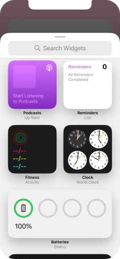 Press the required widget. Press the required widget.