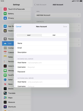 Press Host Name and key in the name of your email provider's incoming server. Press Host Name and key in the name of your email provider's incoming server.