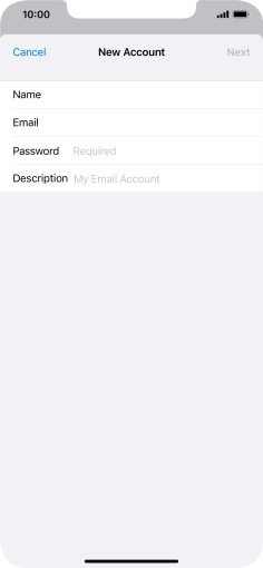 Press Password and key in the password for your email account. Press Password and key in the password for your email account.