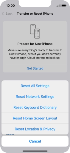 Press Reset All Settings. Press Reset All Settings.