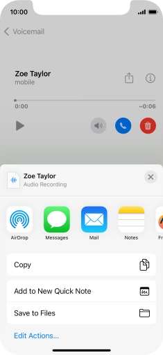 Press the required setting and follow the instructions on the screen to share or save the message. Press the required setting and follow the instructions on the screen to share or save the message.