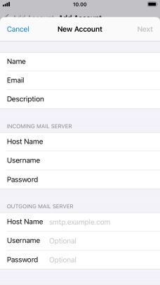 Press Host Name and key in the name of your email provider's outgoing server. Press Host Name and key in the name of your email provider's outgoing server.