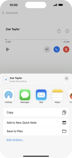 Press the required setting and follow the instructions on the screen to share or save the message. Press the required setting and follow the instructions on the screen to share or save the message.