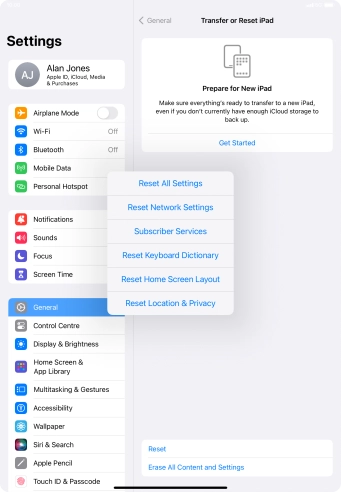 Press Reset All Settings. Press Reset All Settings.