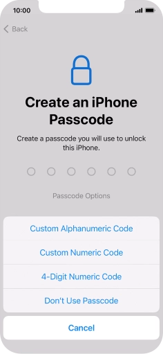 Follow the instructions on the screen to turn on use of phone lock code or press Don't Use Passcode. Follow the instructions on the screen to turn on use of phone lock code or press Don't Use Passcode.