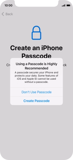 If you turn off the function, press Don't Use Passcode. If you turn off the function, press Don't Use Passcode.