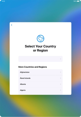 Press the required country or area. Press the required country or area.