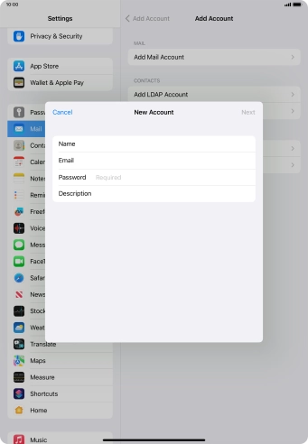 Press Password and key in the password for your email account. Press Password and key in the password for your email account.