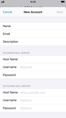Press Username and key in the username for your email account. Press Username and key in the username for your email account.