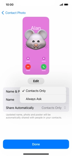 Press the required setting. Press the required setting.