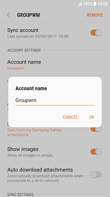 Key in the required name for the email account and press OK. Key in the required name for the email account and press OK.