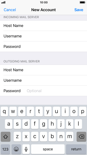 Press Password and key in the password for your email account. Press Password and key in the password for your email account.
