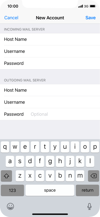 Press Password and key in the password for your email account. Press Password and key in the password for your email account.