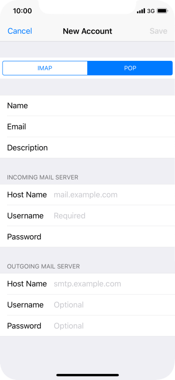 Press Host Name and key in the name of your email provider's incoming server. Press Host Name and key in the name of your email provider's incoming server.