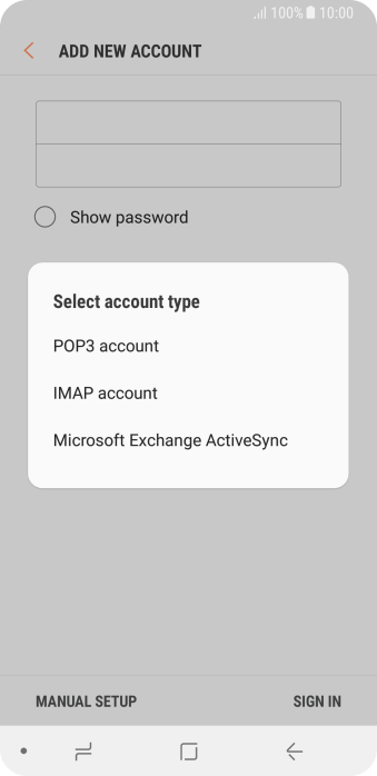 Press IMAP account. Press IMAP account.