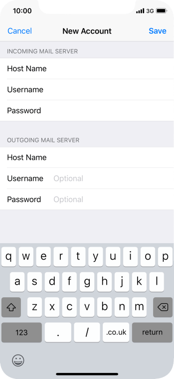 Press Username and key in the username for your email account. Press Username and key in the username for your email account.