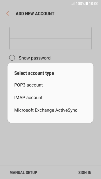 Press IMAP account. Press IMAP account.