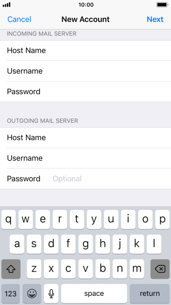 Press Password and key in the password for your email account. Press Password and key in the password for your email account.