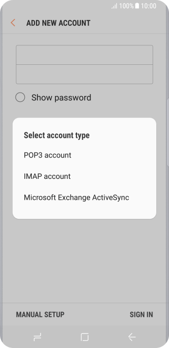 Press IMAP account. Press IMAP account.