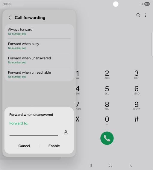 Key in +447953222222 and press Enable. Key in +447953222222 and press Enable.