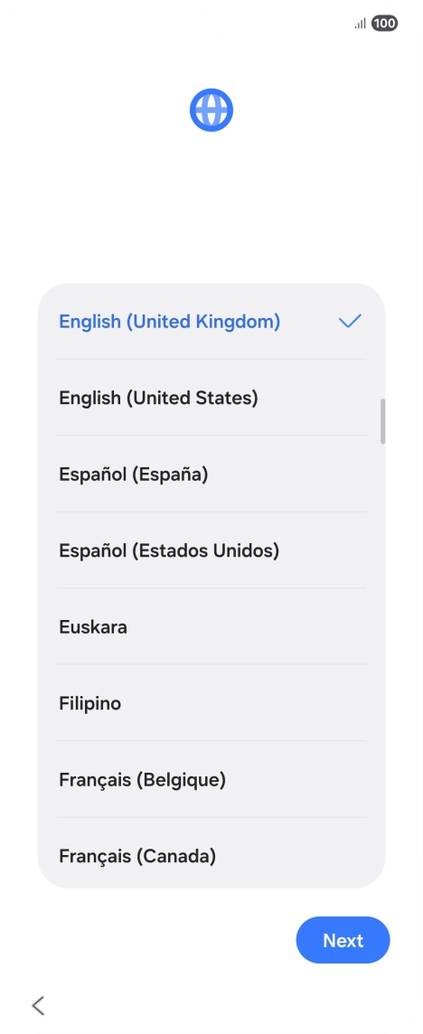 Press the required language. Press the required language.
