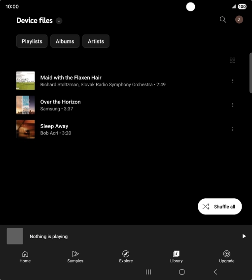 Press the required audio file. Press the required audio file.