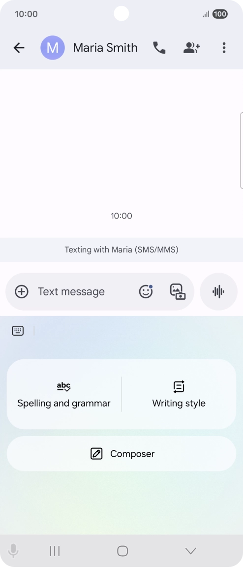 To generate a text, press Composer and follow the instructions on the screen to use the function. To generate a text, press Composer and follow the instructions on the screen to use the function.