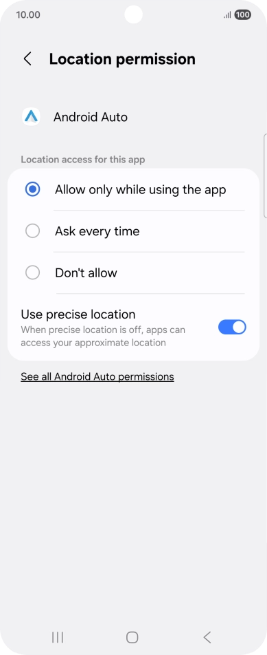 Press the required setting. Press the required setting.