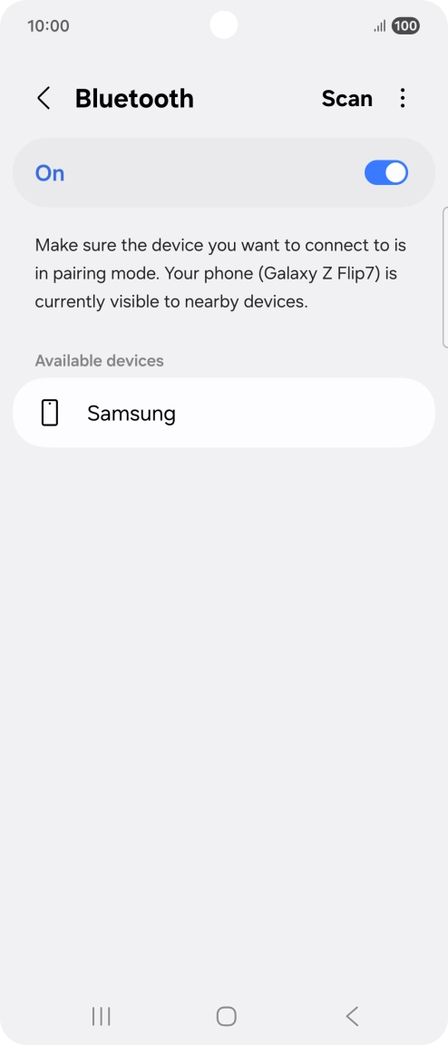 Press the required Bluetooth device and follow the instructions on the screen to pair the device with your phone. Press the required Bluetooth device and follow the instructions on the screen to pair the device with your phone.