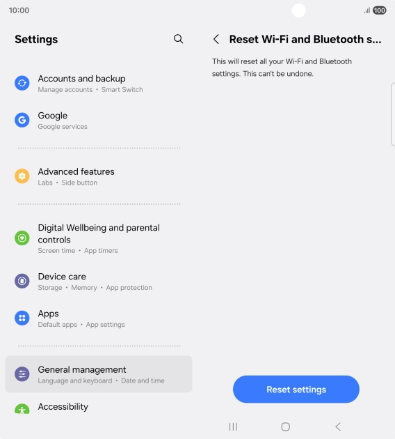 Press Reset settings. Press Reset settings.