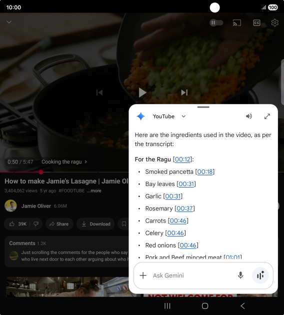 The answer from Gemini to your question is displayed. The answer from Gemini to your question is displayed.