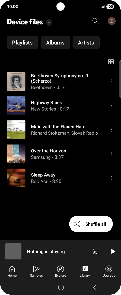 Press the required audio file. Press the required audio file.