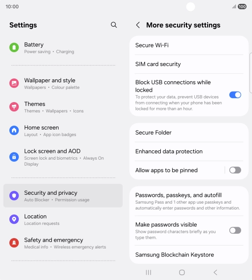Press SIM card security. Press SIM card security.