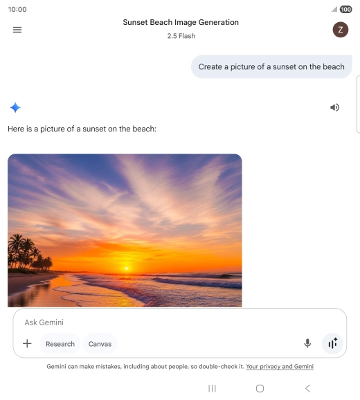 You can also ask Gemini to generate a picture based on your description. You can also ask Gemini to generate a picture based on your description.