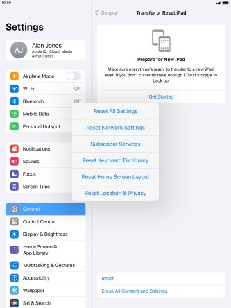 Press Reset All Settings. Press Reset All Settings.