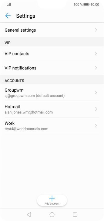 Press the required email account. Press the required email account.
