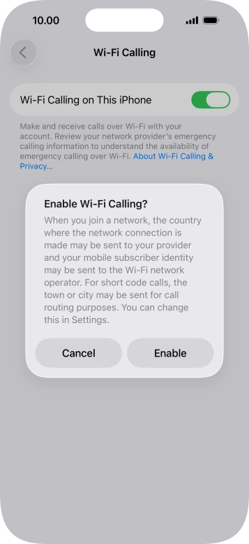If you turn on the function, press Enable. If you turn on the function, press Enable.
